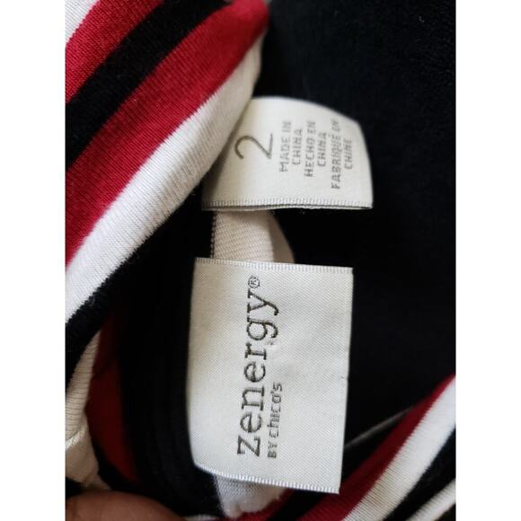 Women's Zenergy by Chico's Red & Black Striped Cowl Neck Long Sleeve Top Size L - Picture 8 of 11
